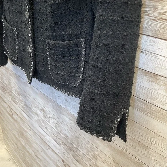 CAbi Womens 2‎ Blazer Jacket Black Textured Tweed 3 Button #881 Professional - Picture 8 of 10